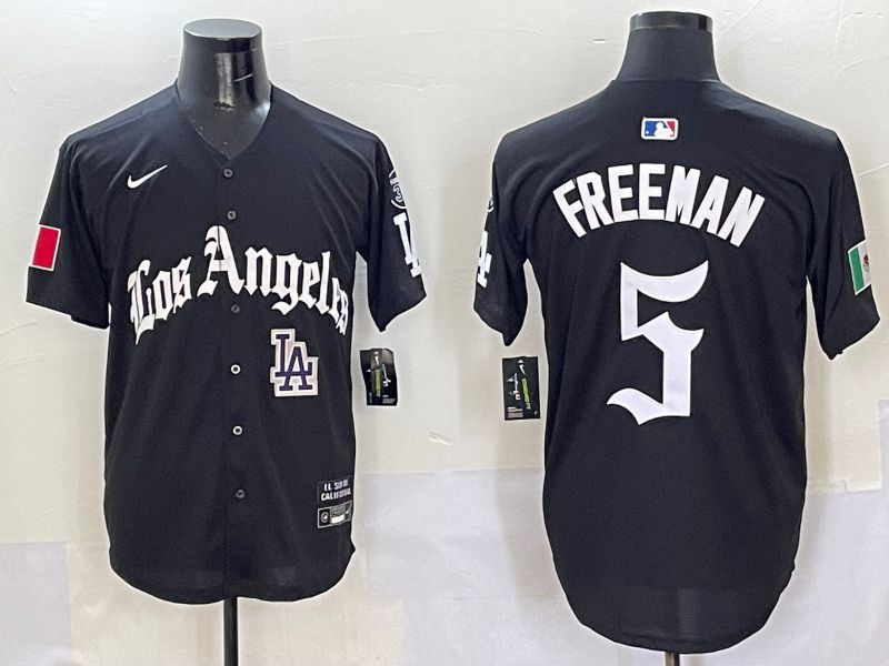 Men Los Angeles Dodgers #5 Freeman Black Five generations Joint Name 2025 Nike MLB Jersey style 13->los angeles dodgers->MLB Jersey